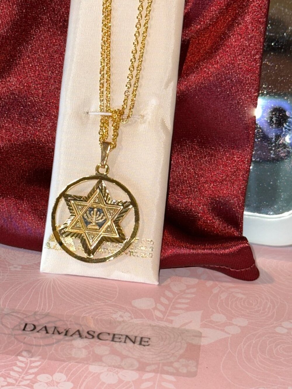 Vintage Jewish Star of David Damascene Gold Foil and Wire Inlaid New Old Stock